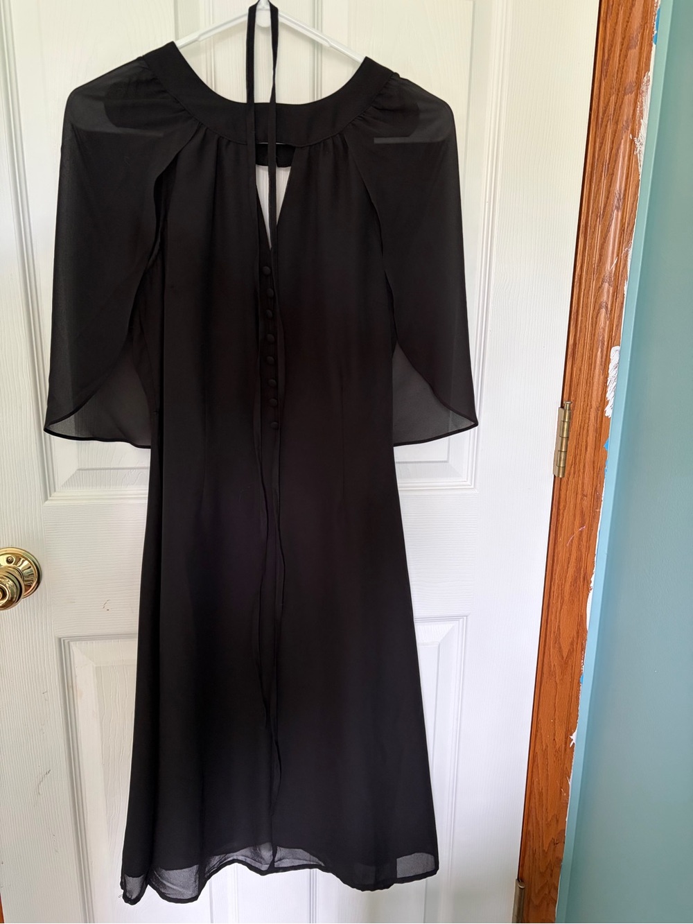 Modcloth Black Cape-Sleeve Midi Dress